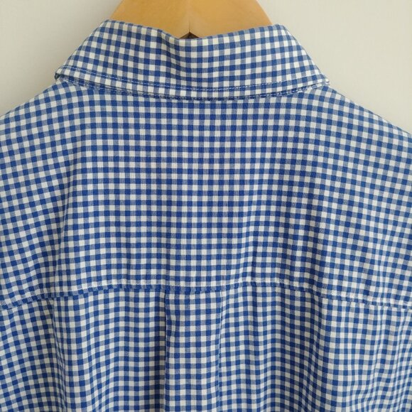 Alan Flusser Mens Large 100% cotton blue white checked button down shirt - Picture 5 of 16
